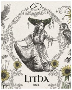Étiquette de rhum Litha 2023 par Maison Paula pour New Yellow Poppy